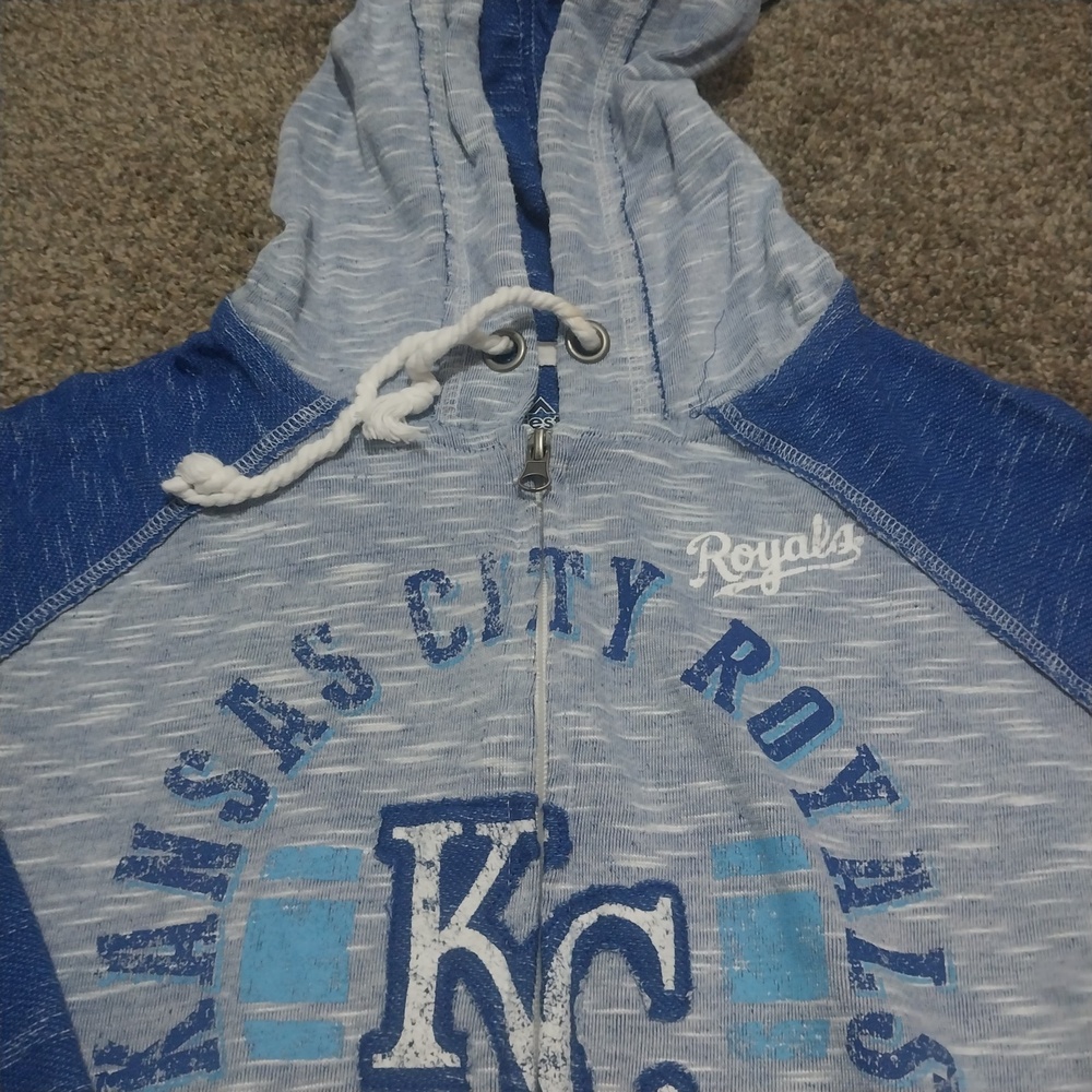 Majestic Kansas City Royals Women's M Full Zip Hoodie Blue White Baseball Fan